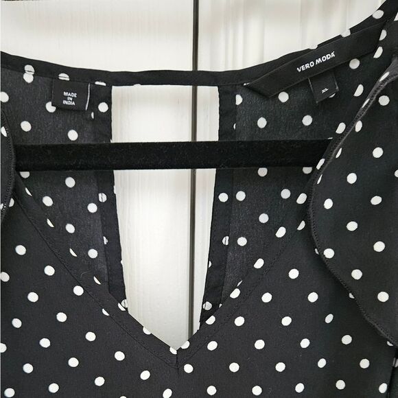 Vero Moda Black and White Polka Dot Midi Dress - Picture 3 of 4